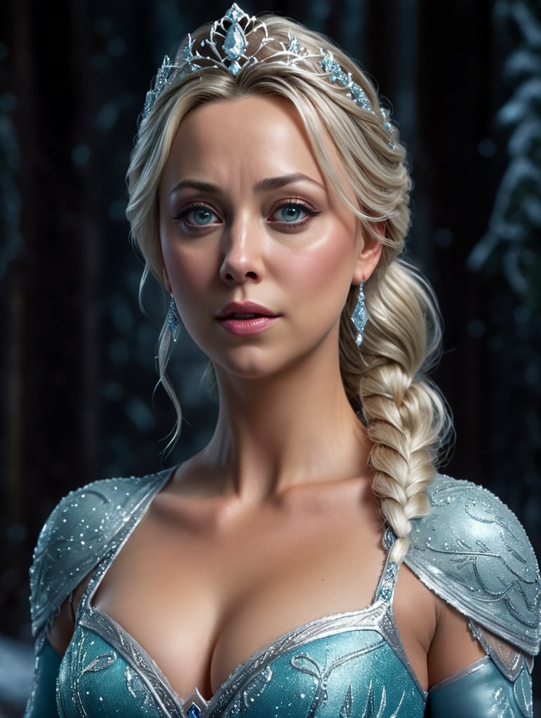 Kaley Cuoco starring as Elsa from Frozen