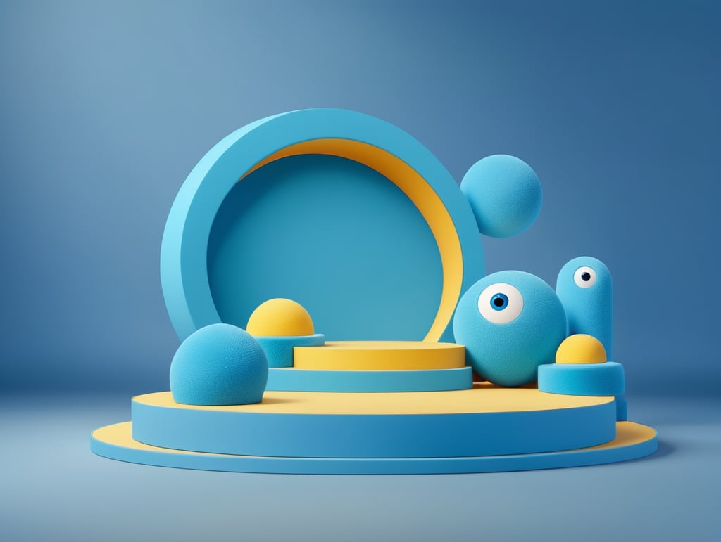 Modern minimal layout podium display with Sponge blue background 3d rendering