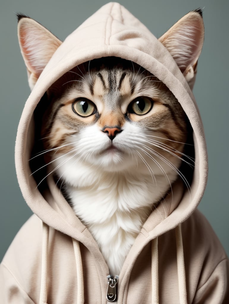 милый кот в худи