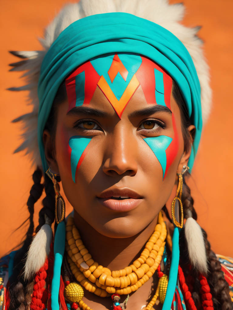native american woman 16 years old in national dress