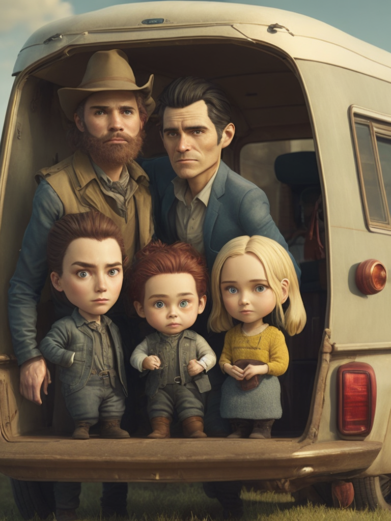 A redneck family in a trailer park by mark ryden, soft palette, trending on artstation