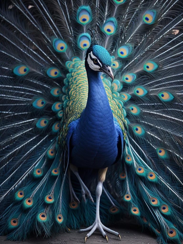 Peacock full color painting total body with tail