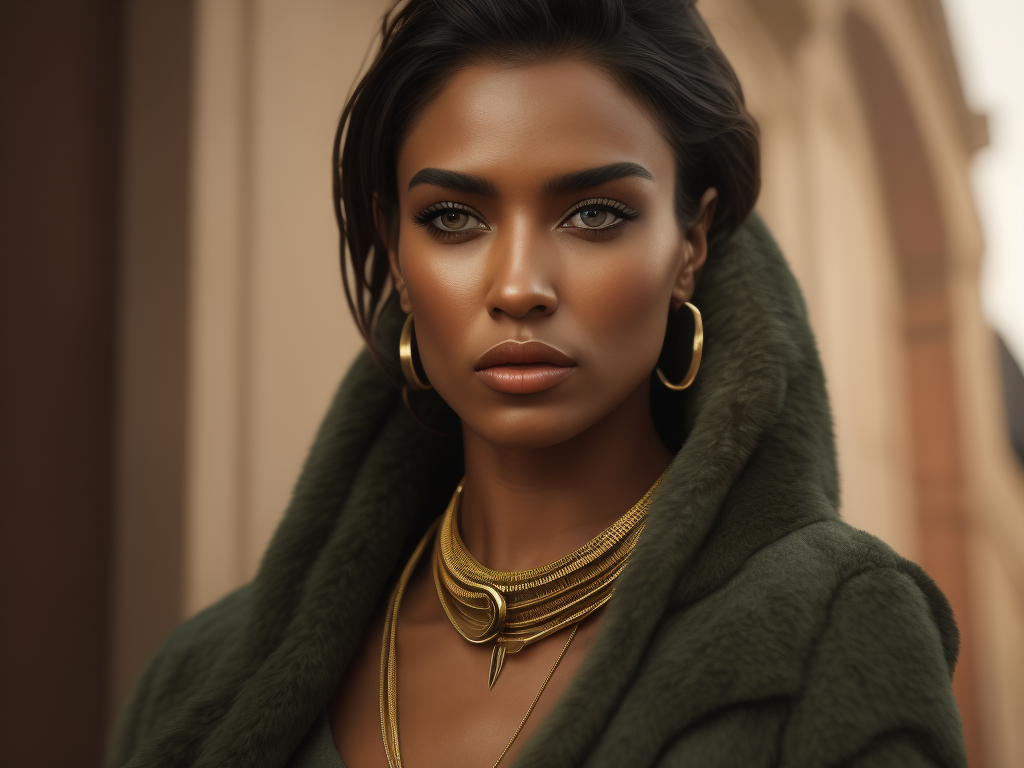 Super-realist full length of a supermodel in a dress made from milk, wild intricate hair design, skin pores, peach fuzz, Chanel style make-up, fashion editorial style, Award winning photo, dramatic lighting, classic clothing, flowing dress, dramatic background, fun and vibrant