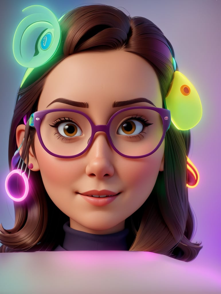 YOUNG WOMAN ENTREPRENEUR TECHNOLOGY E-COMMERCE OFFICE HIPSTER NEON PIXAR EXTREME DETAILED REALISTIC,