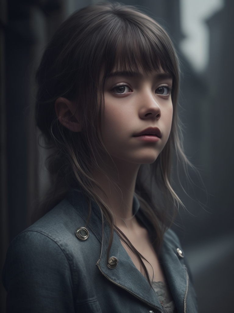 a cute girl, ash hair, long shot