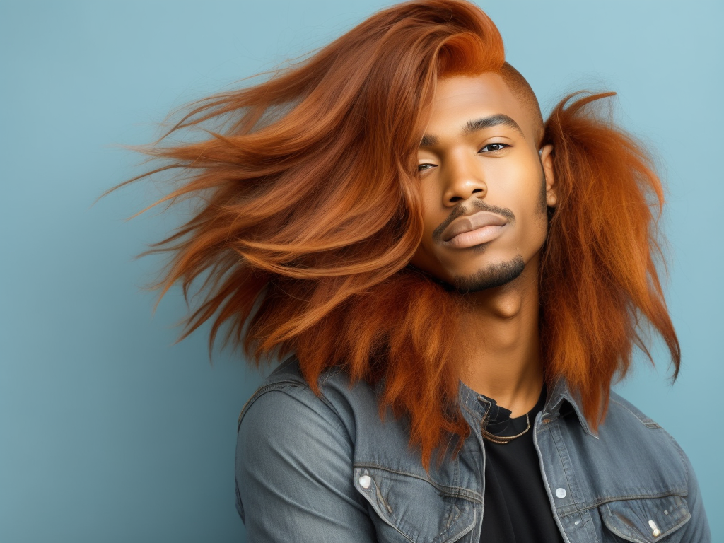black man with ginger hair, professional photo, sharp on details