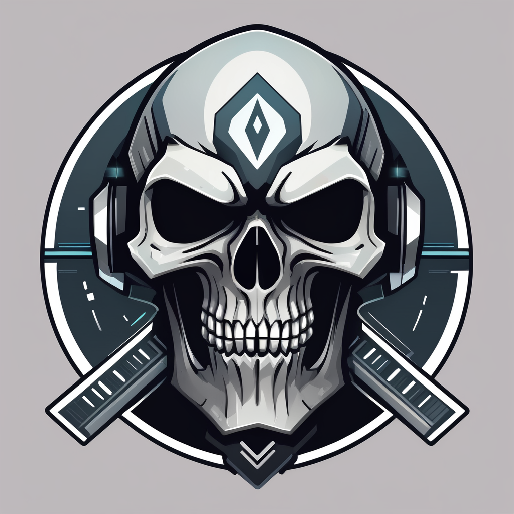 Skull Gaming Logo, futuristic reaper, vector image