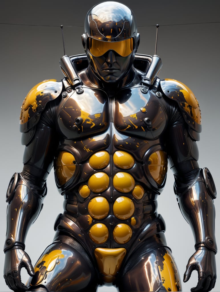 damien hirst x antony gormley x jeff koons inflated distorted meshed liquid futuristic soldier