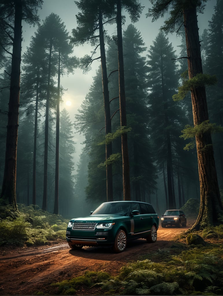 Range rover en bosque
