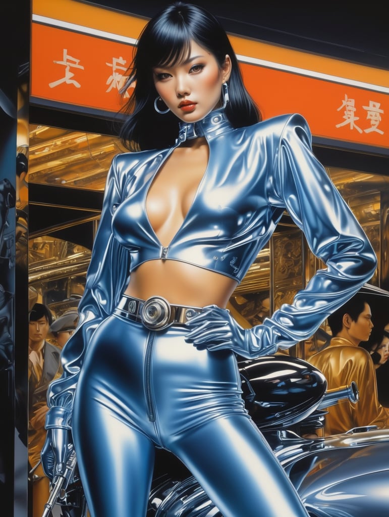 Airbrush painting in style of Hajime Sorayama