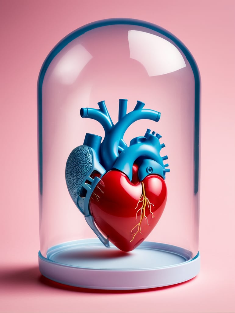 Premium Free ai Images | product shot of heart inside plastic capsule