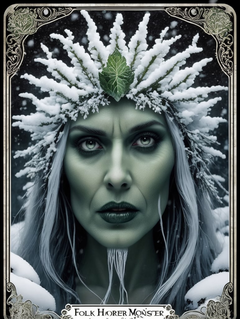 folk horror snow queen monster hirsute kudzu tarot card
