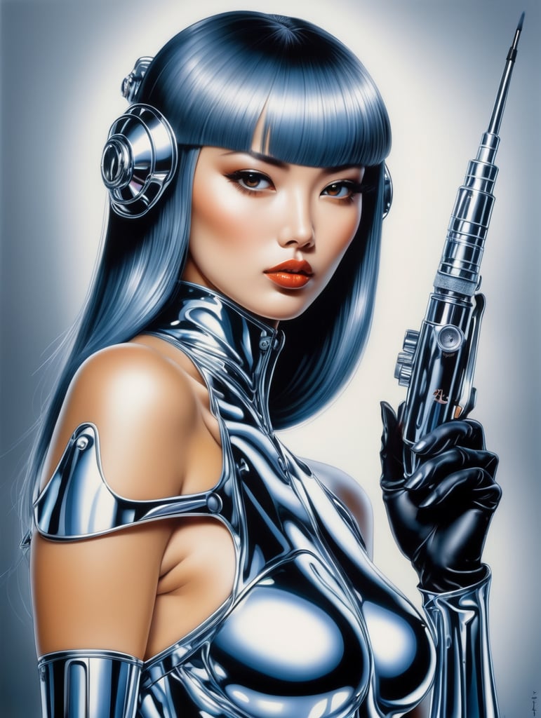 Airbrush painting in style of Hajime Sorayama