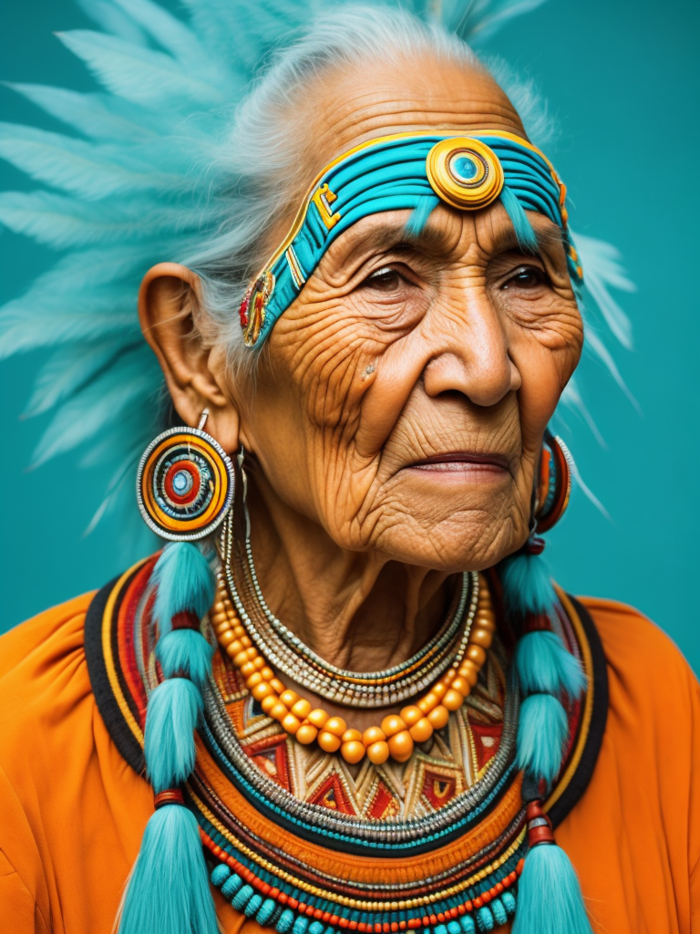 native american old woman in national dress