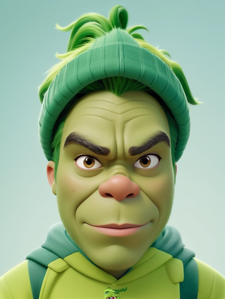 Grinch wearing hoodie and nike shoes