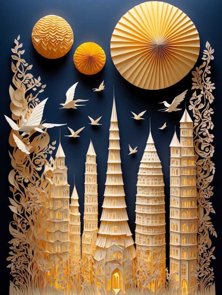 Много высоких домов. На стенах домов картины знаменитых художников.