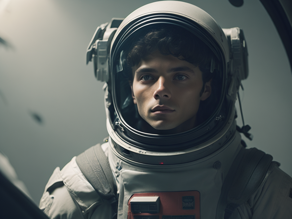 little astronaut in space, deep space background, high details, hubble photography