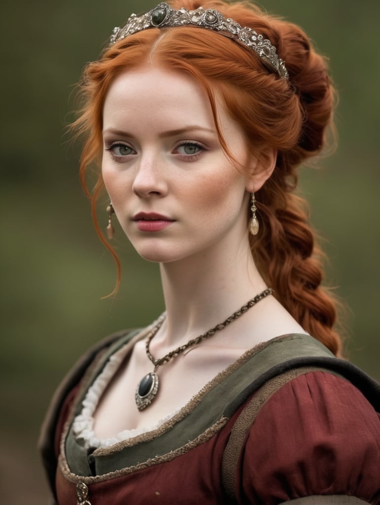 scottish princess from the 16th century red hair battle worn look
