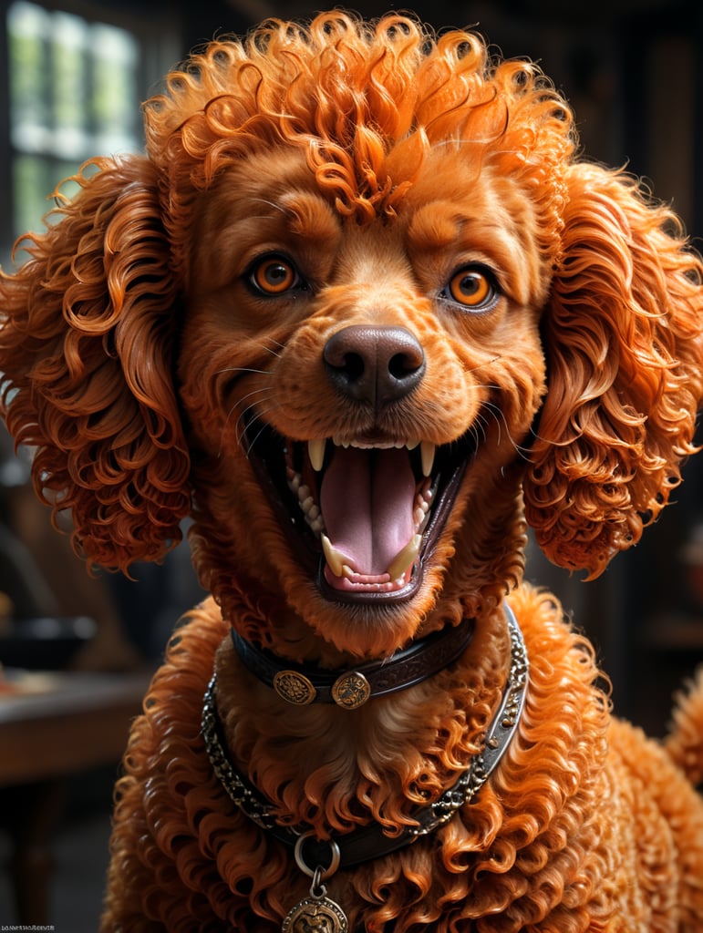 Smiling orange poodle