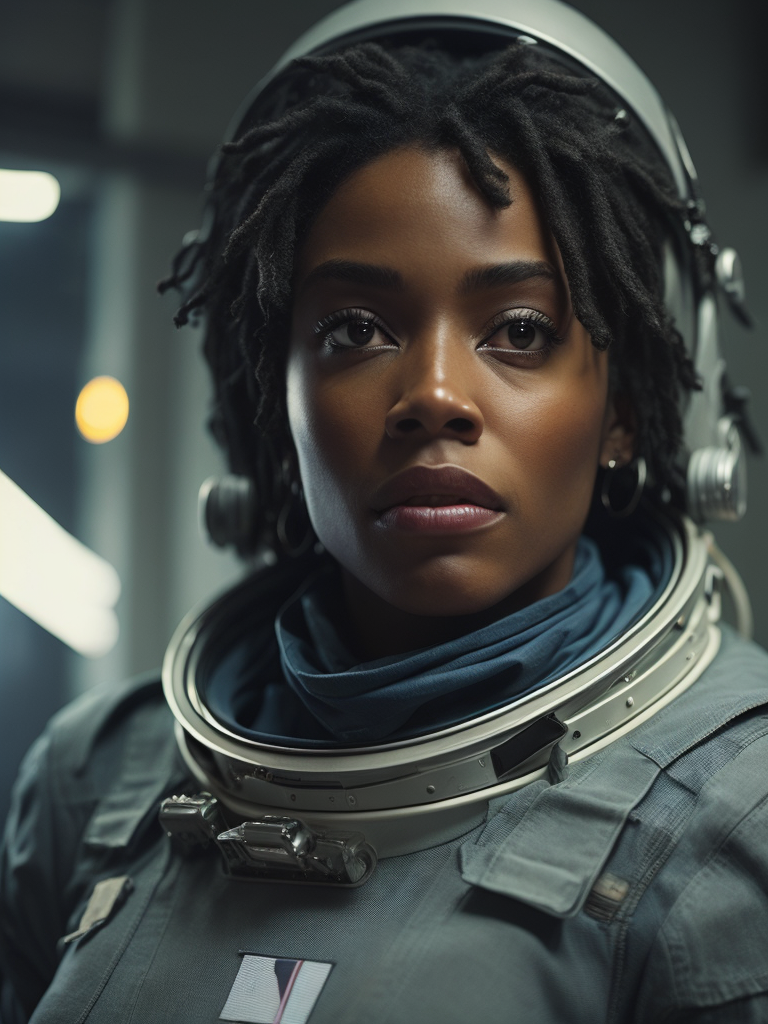 a black chubby women an astronaut