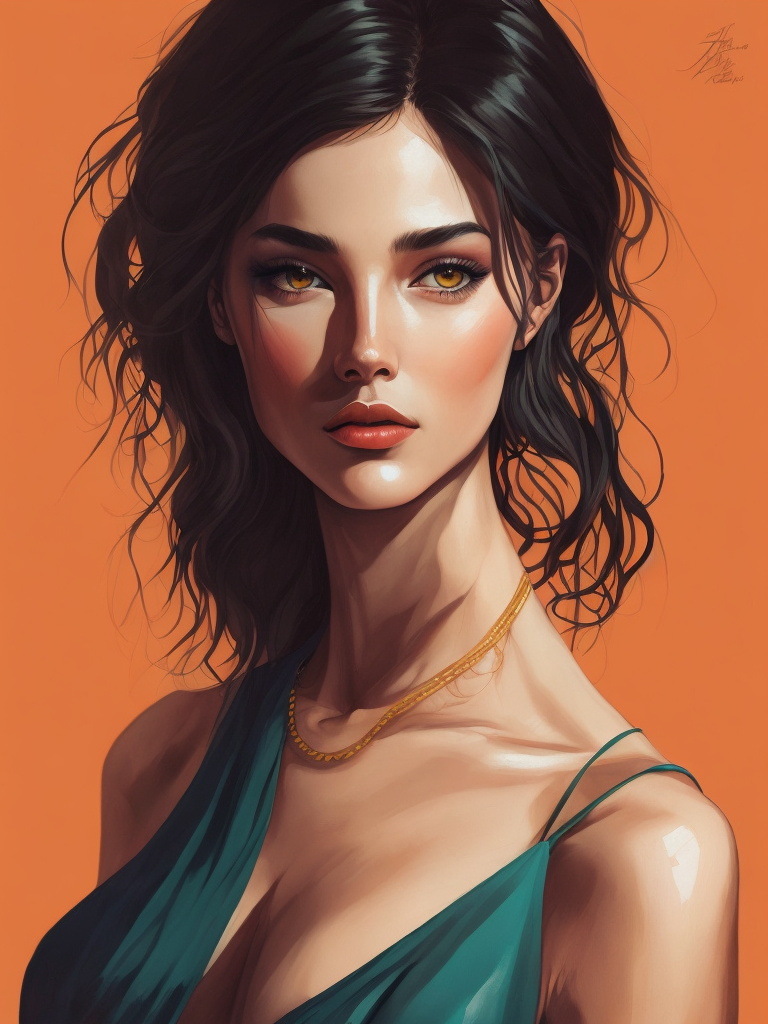 Portrait of a girl dressed in a dress in the style of the 70s, hairstyle in the style of the 70s, Bright colors, retro style,