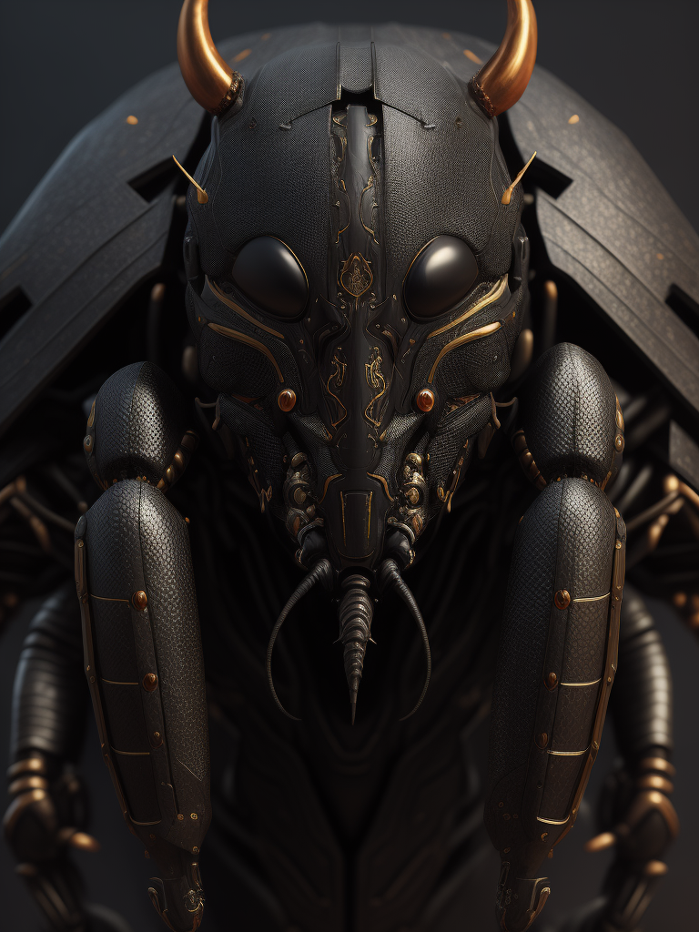 The black beetle, smooth soft skin, symmetrical, soft lighting, detailed, concept art, digital painting, looking into camera, all on playground stable diffusion 2.1 base model.