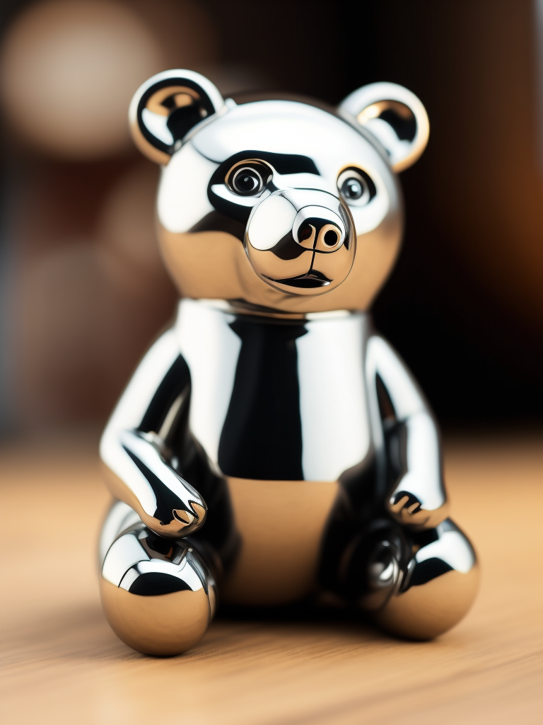 small chrome figure of a bear toy