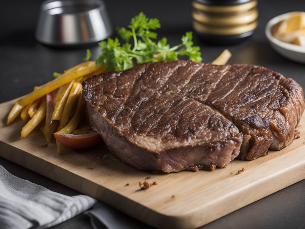 an appetizing grilled T-Bone Steak, rich textures, empty space around, textile, professional food photography, closeup detailed photo, studio lighting, perfect sharpness, white blurred background