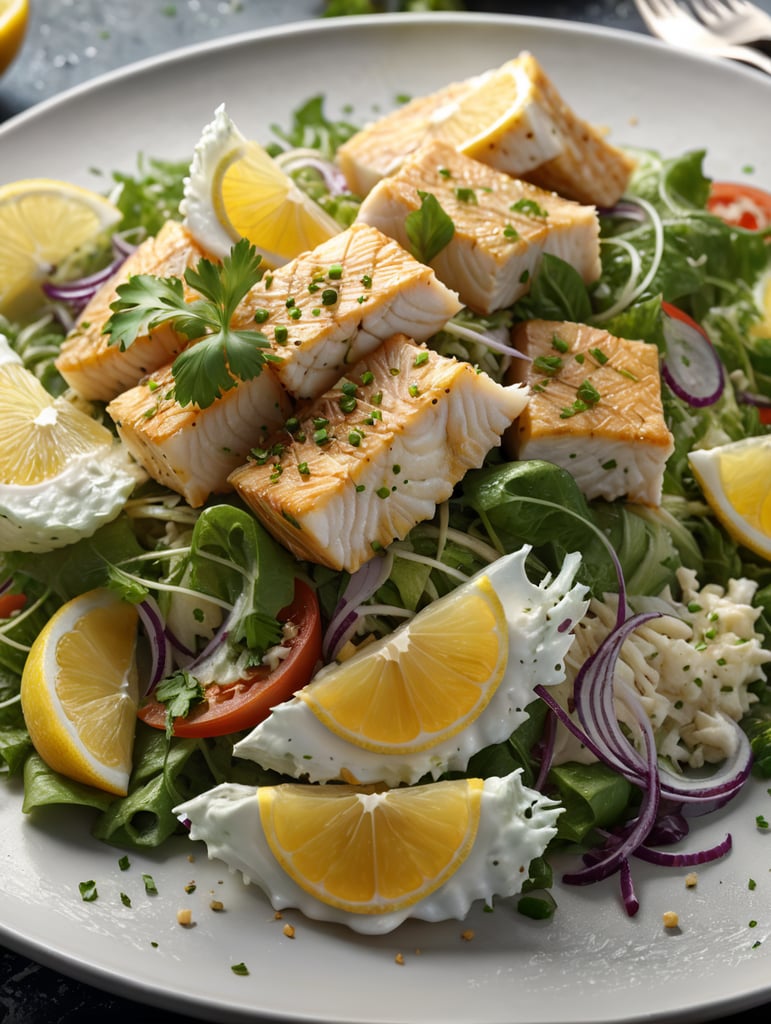 shredded cod in pieces salad
