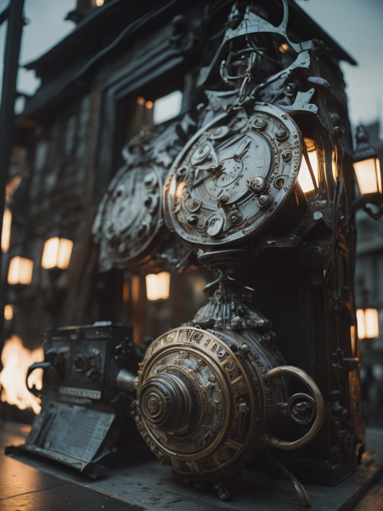 Close-up of Sampo which is a magical device or object described in many different ways that was constructed by the blacksmith Ilmarinen and that brought riches and good fortune to its holder in all its glory, shining with untold power, intricately detailed, cinematic lighting