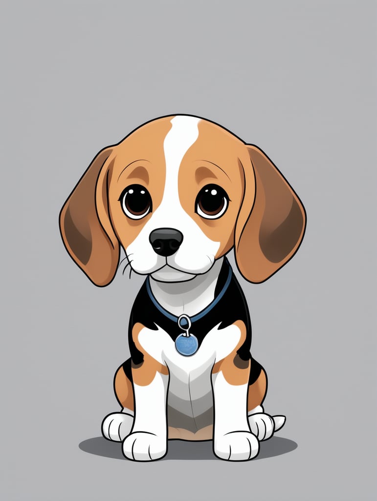 cute, beagle, full view, chibi style, disney style, cartoon style, pixar style, with background