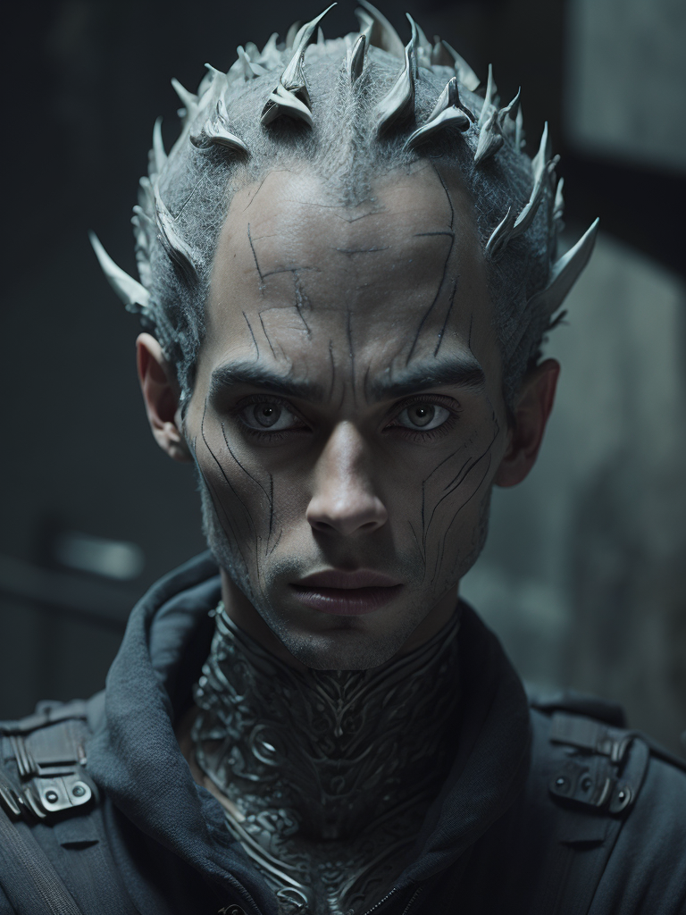 fantasy alien concept art, scary, white