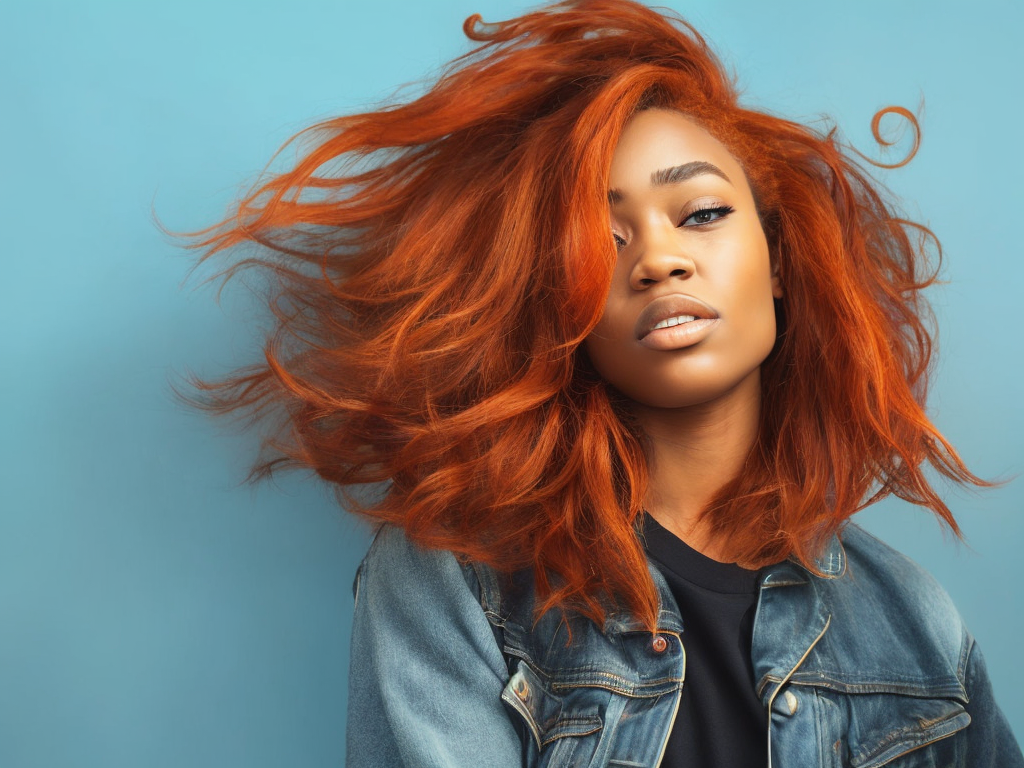 black girl with ginger hair, freckles on the face, professional photo, sharp on details