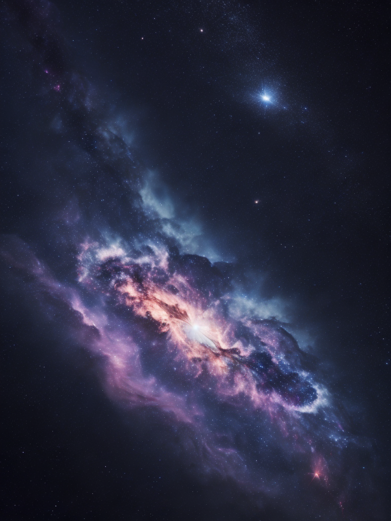 Generate a mesmerizing galaxy filled with swirling stars and distant nebulas
