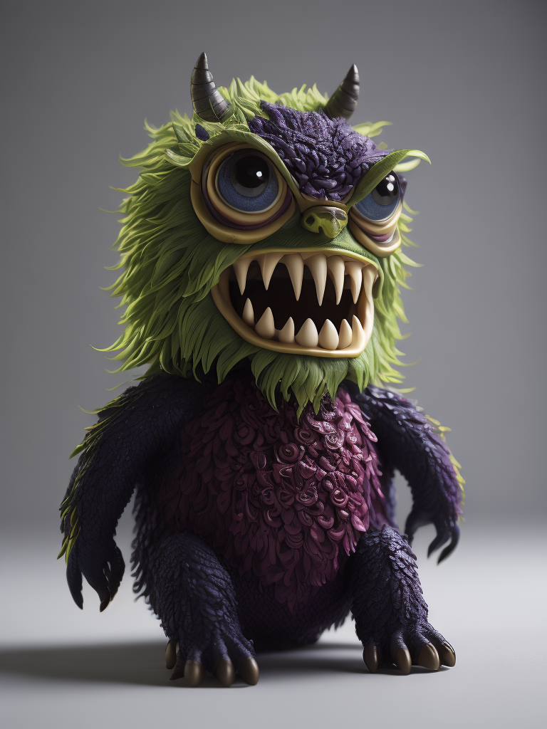 Cute monster toy, Vivid saturated colors, studio photo, professional photo, Rich colors, Detailed image, 3d render, octane render, gradient background