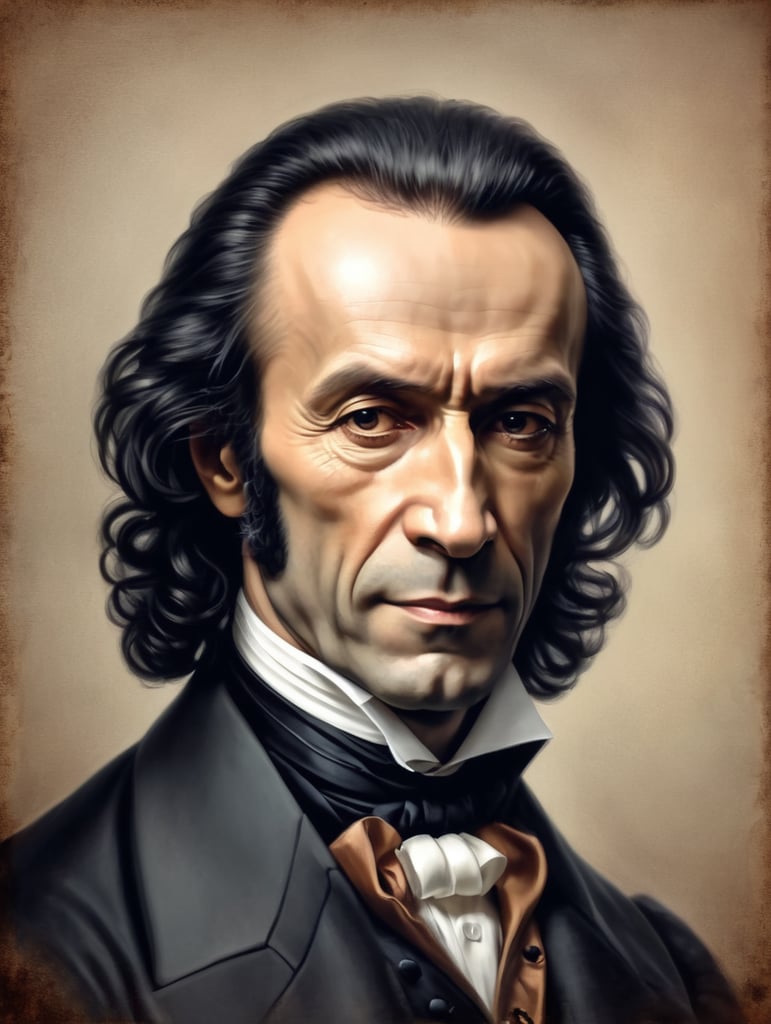 Portrait of Paganini - That is why Paganini is known as the devil's violinist.