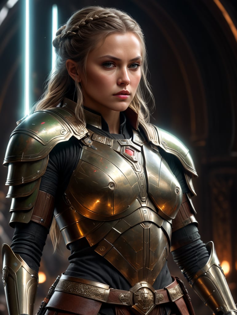 Young female jedi with revealing armor