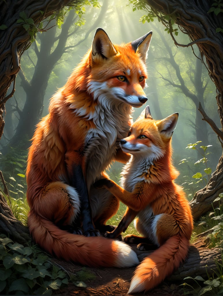 Volpe rossa femmina con ragazza