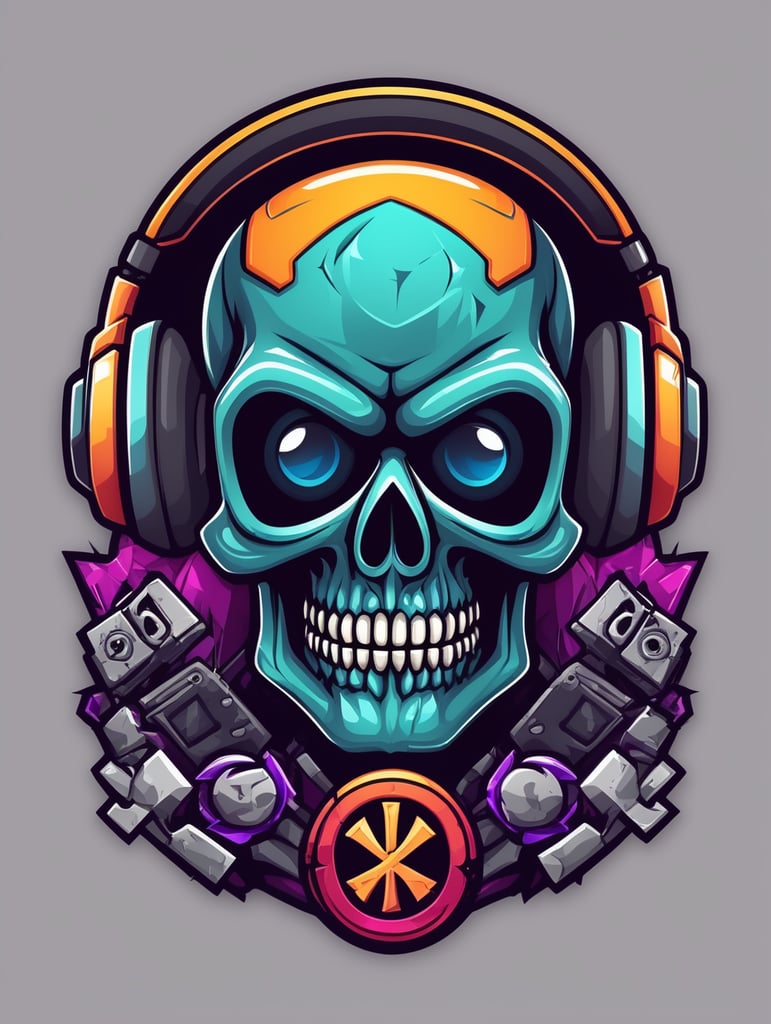 Skull Gamers mascot logo, e-gaming, bright colors, Gaming Logo, vector image