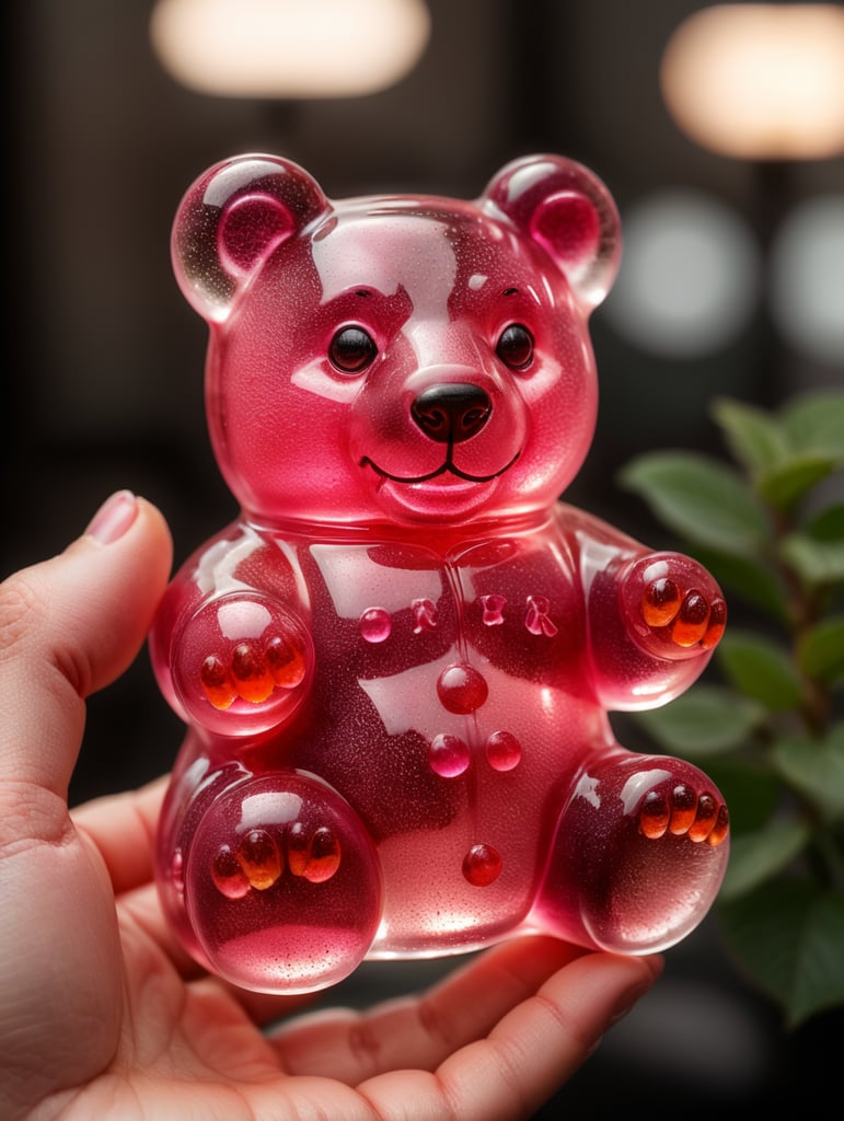 transparent pink 3D gummy bear tattoo