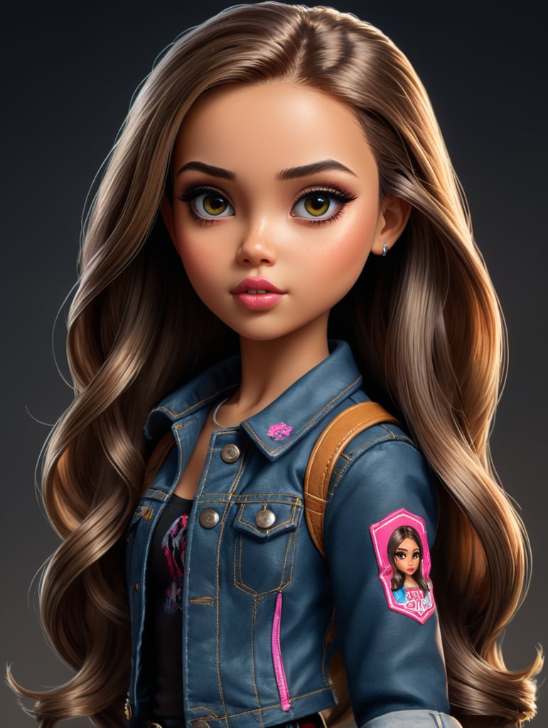 1girl, beautiful girl, solo, bratz doll like, bratz drawing character design, drawing illustration style, drawing art, full length shot