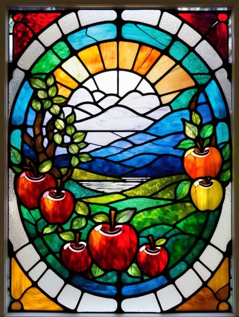 Colorful stained window apple