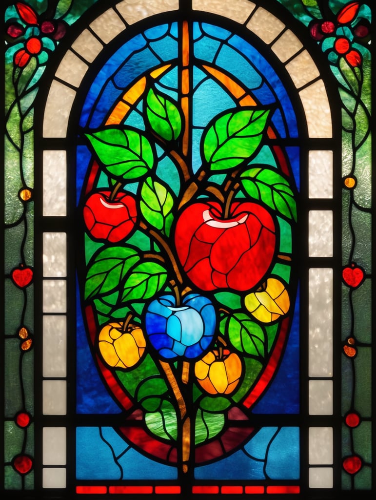 Colorful stained window apple