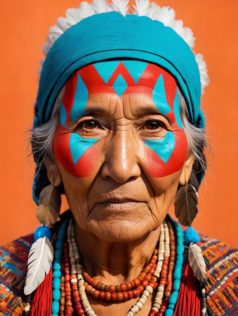 native american old woman in national dress