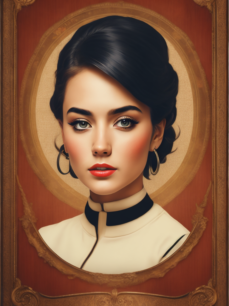 portrait of beautiful girl vintage poster style