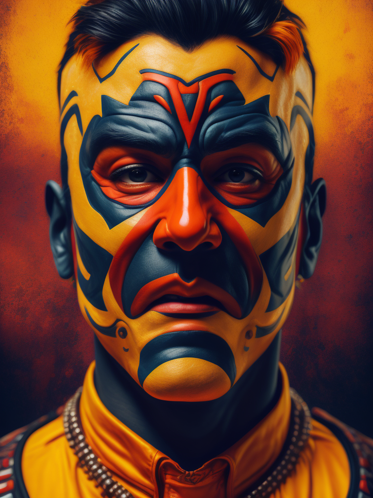 Portrait of a masked mexican wrestler, Vivid saturated colors, Contrast color, studio photo, professional photo, Rich colors, Detailed image