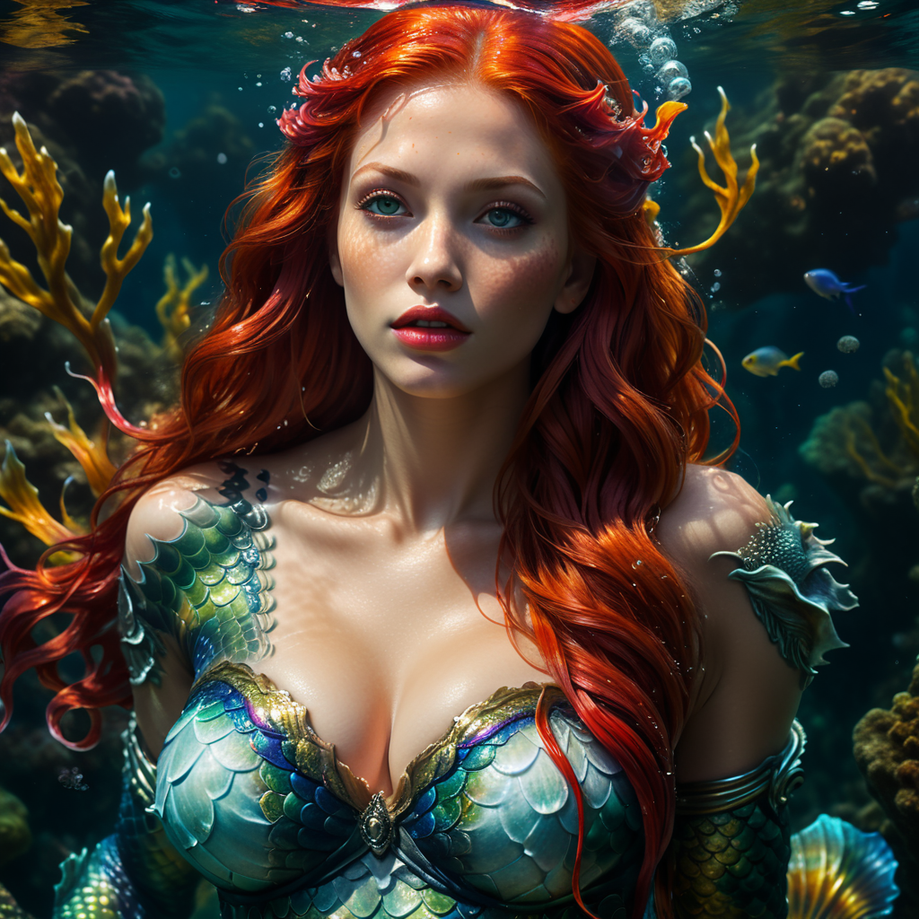 Mermaid in the deep sea, Red-hair