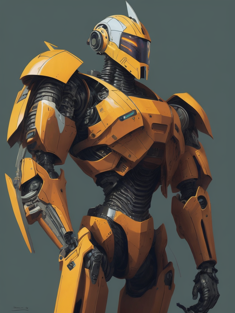 This vibrant artwork by George Wilson is an imaginative illustration of a robot in pulp-style armor.