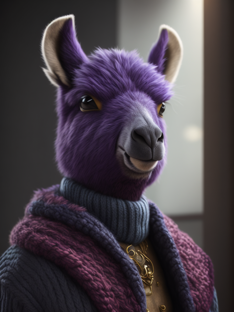 Knitted violet lama