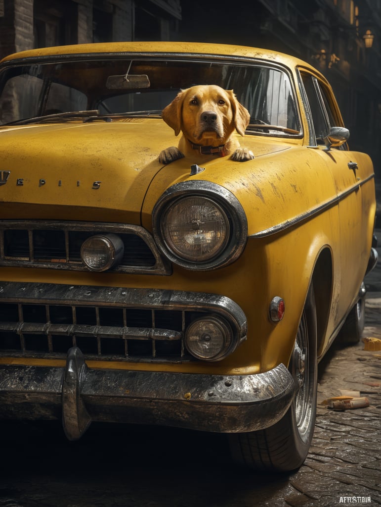 yellow dog car